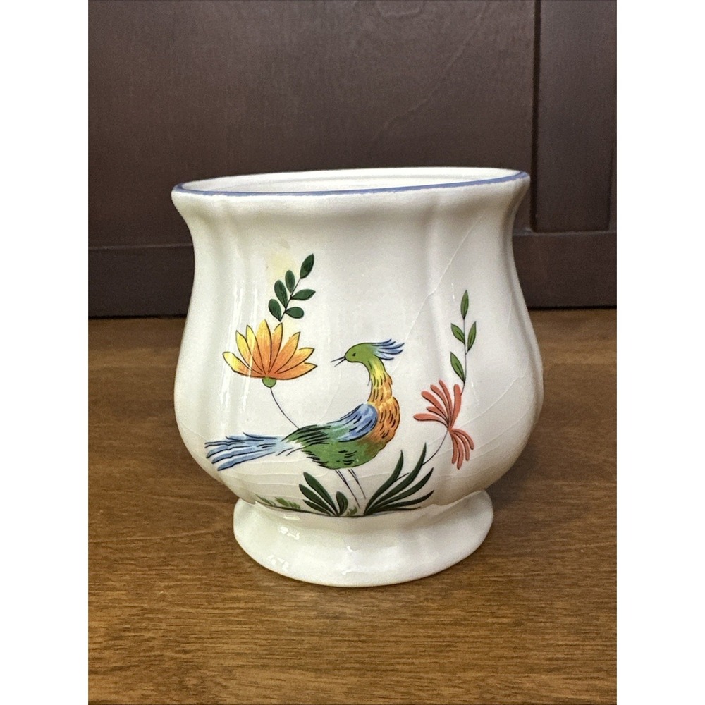 Gien Sugar Bowl Oiseaux de Paradis Hand Painted - No Lid- France